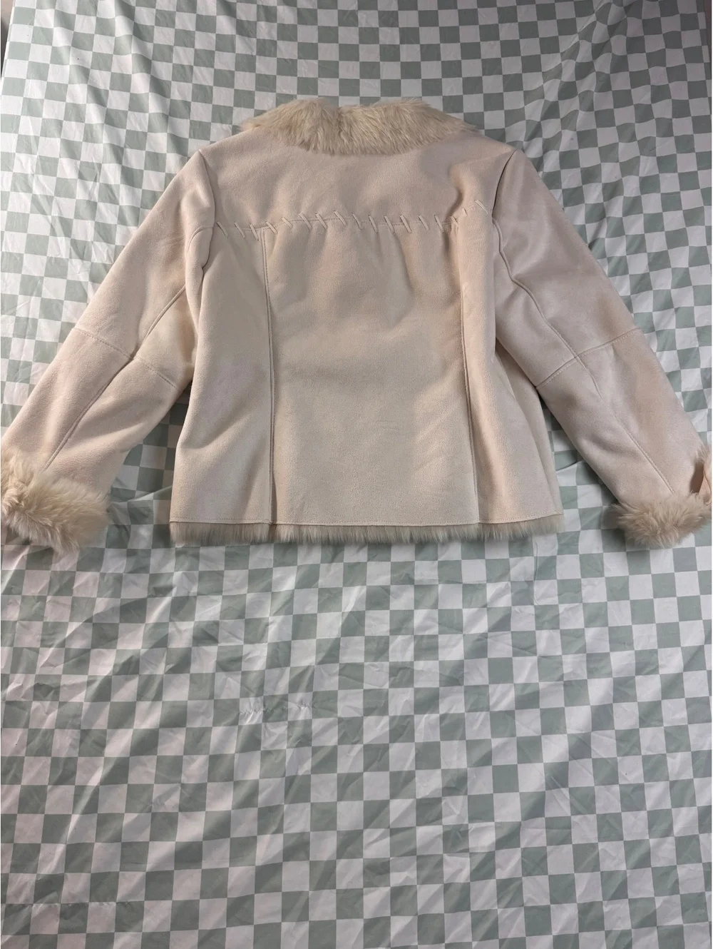 Coldwater Creek Petite Faux Suede Fur Jacket PL Cream
